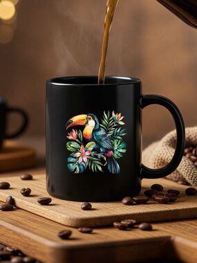 Peacock Toucan or Macaw Bag or Mug Fun Custom made New Pick one or bunlle